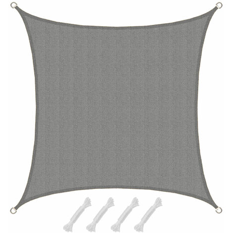 Voile d'ombrage UV - 3x3 HDPE Carré Protection Solaire Toile Toiture Balcon Gris - grau