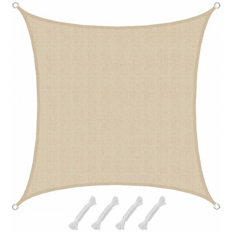 Voile d'ombrage uv 2x2 m hdpe Carré Protection Solaire Toile de Jardin Beige