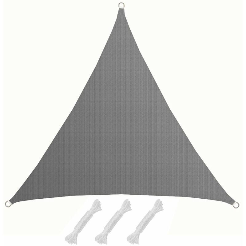 Amanka - Voile d'ombrage uv 3x3x3m hdpe Triangle Protection Solaire Toile de Balcon Gris - grau