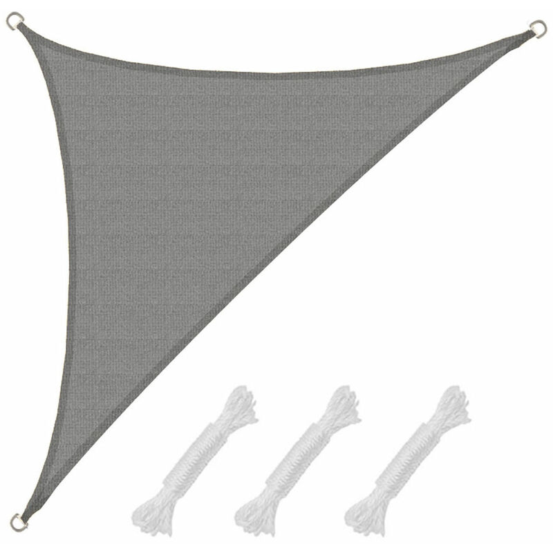Voile d'ombrage uv 3x3x4,25 hdpe Triangle Protection Solaire Toile Jardin gris - grau