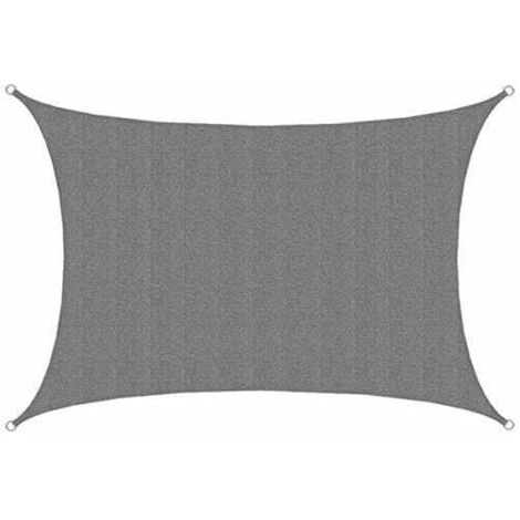 Voile d'ombrage UV - 3x4m Rectangulaire Protection Solaire Toile de Jardin Balcon Gris