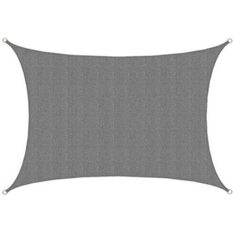 Voile d'ombrage UV - 3x4m Rectangulaire Protection Solaire Toile de Jardin Balcon Gris