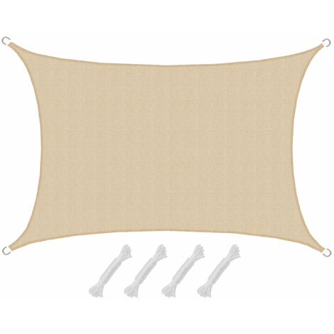 Voile d'ombrage UV 3x5 m HDPE Rectangulaire Protection Solaire Balcon Beige - beige