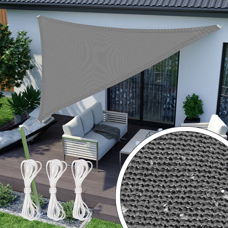 Vingo - Voile d'ombrage uv rectangulaire à led 3x3m hdpe Protection Solaire Toile de Jardin gris - Gris
