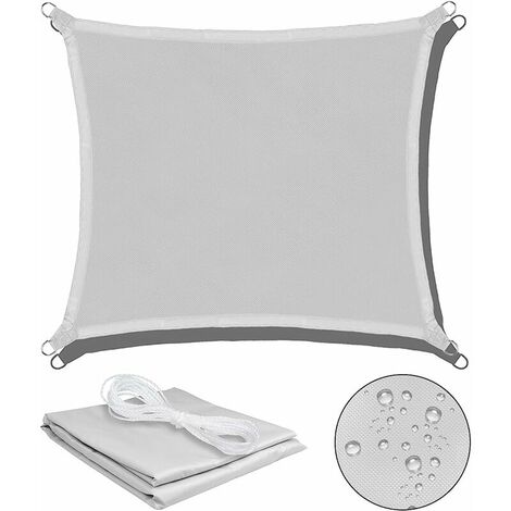 Voile d'ombrage Voile Ombrage Carré 2x2m Auvent Toile Ombrage Imperméable Résistant 95% UV Protection pour Jardin Terrasse Extérieur Patio Piscine avec Corde Libre Gris