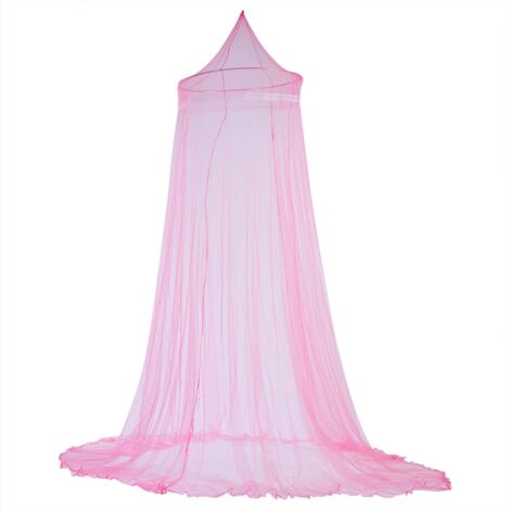 Voile moustiquaire élégant pour lit de princesse, rideau de lit fille avec dentelle rose pour chambre d'enfant
