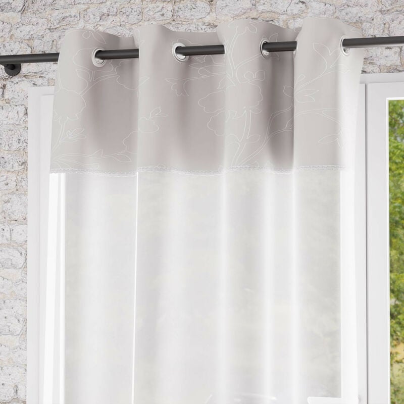 Soleil D Ocre - Voile à oeillets en coton 135x250 cm romance, par Soleil d'Ocre