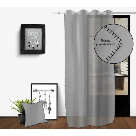 Voile oeillets en coton lavé 135x250 cm SPIRIT gris, par Soleil d'Ocre