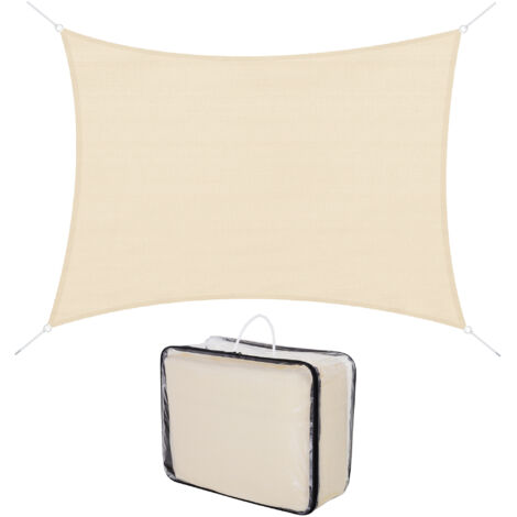 Voile ombrage rectangulaire 4x6 m toile ombrage extérieur protection anti-UV 185g/m² HDPE jardin terrasse patio piscine balcon crème