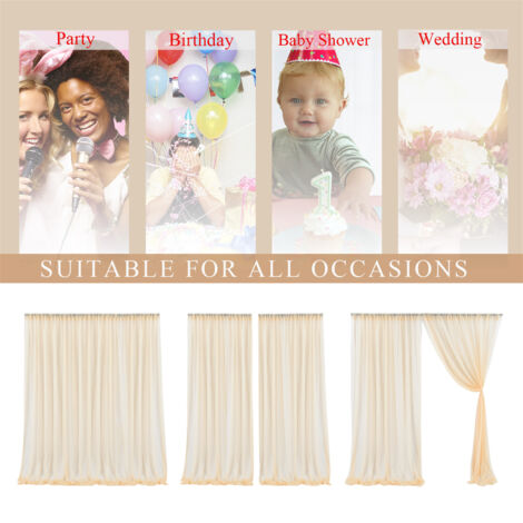 Voile photo sur cadre pour événements, 2 pièces 1.5x3m champagne, tissu beauty yarn idéal décoration mariage/photo.