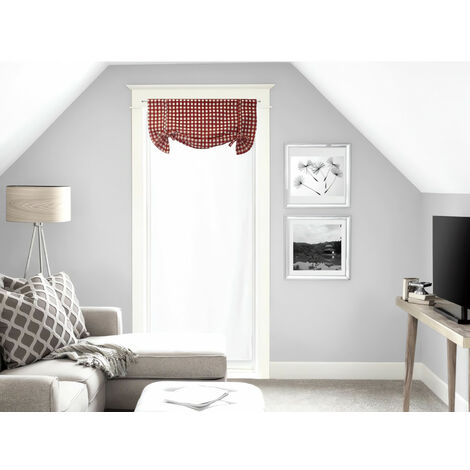 Voile porte fenêtre 70x200 cm VICHY rouge, en coton jacquard