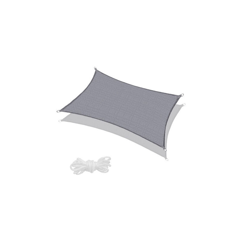 Voile rectangulaire d'ombrage de 5x4m, de couleur gris clair.