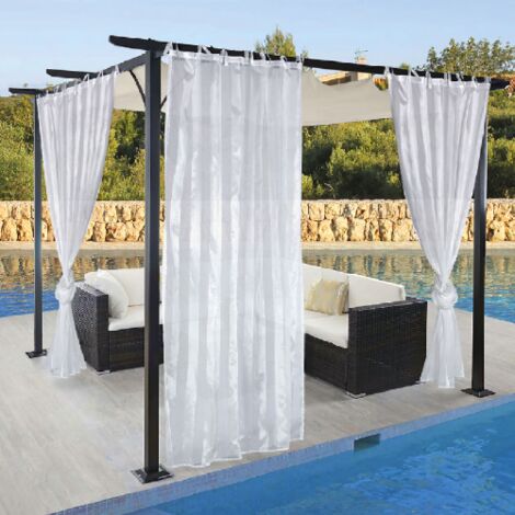 Voile rideau pour gazebo 150x280 cm en polyester avec passants de ceinture pli infe'rieur fabrique' en Italie adapte' aux gazebos et pergolas en bois