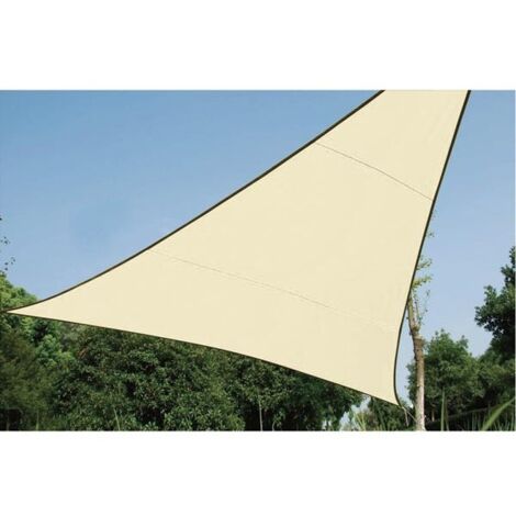 Voile Solaire Perm,able - Triangle - 5 X 5 X 5 M - Couleur : Champagne