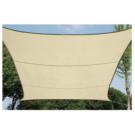 Voile solaire perméable - carré - 5 x 5 m - couleur : champagne