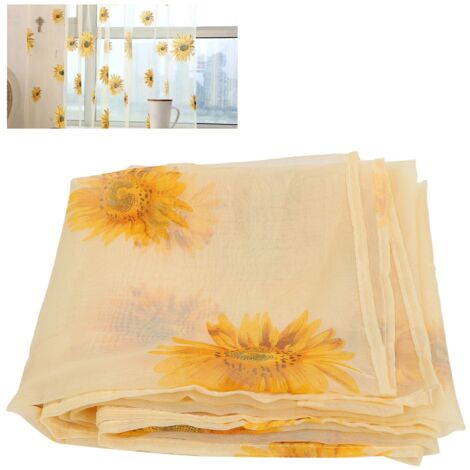 [Voile] Sunflower Pattern Polyester 100x200cm (39.4x78.7in) Living Room Decor 93g/3.2oz