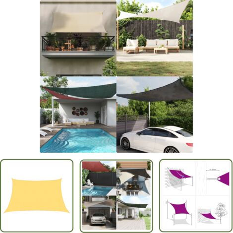 Voile toile d'ombrage parasol 160 g/m² 3/4 x 2 m PEHD beige