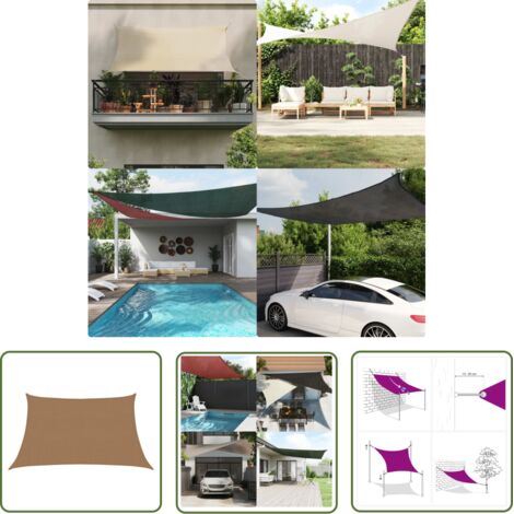 Voile toile d'ombrage parasol 160 g/m² 3/4 x 2 m PEHD taupe