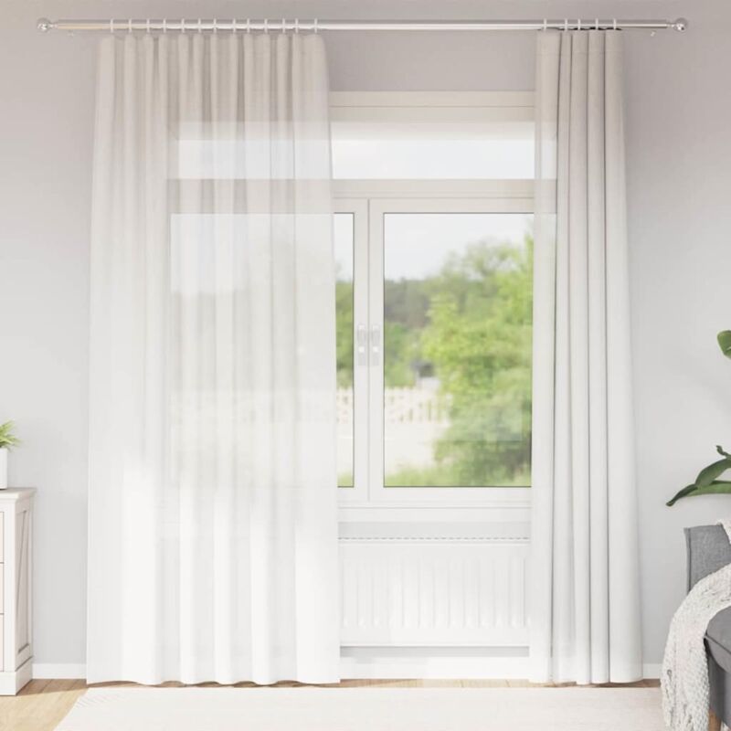 Voile Vorhänge Mit Stangentaschen 2 Stk. Weiß Vidaxl
