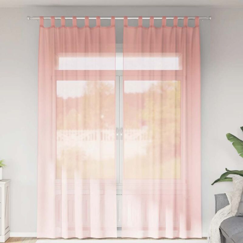 Voile Vorhänge Mit Stangentaschen 2 Stk. Rosa Vidaxl