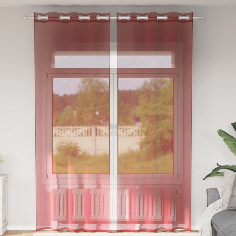 Voile Vorhänge Mit Ösen 2 Stk. Weinrot Vidaxl