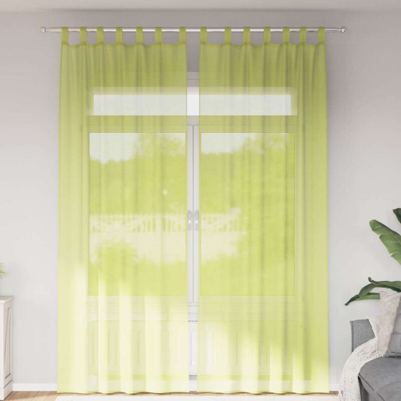 Voile Vorhänge Mit Lasche 2 Stk. Apfelgrün Vidaxl