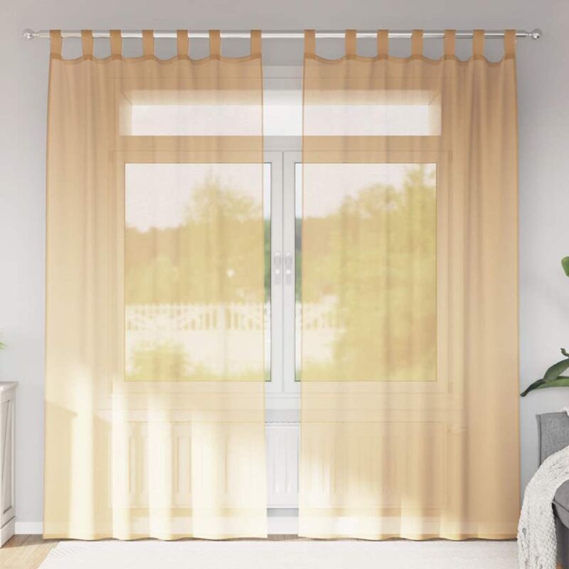 Voile Vorhänge Mit Stangentaschen 2 Stk. Sandfarbe Vidaxl