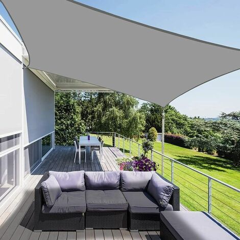 Voiles d'ombre Triangle 3x3x3 m Respirante en HDPE, Toile d'ombrage Protection Solaire, Anti 85% UV Contre Le Vent, pour Jardin terrasse Camping Gris，HANBING