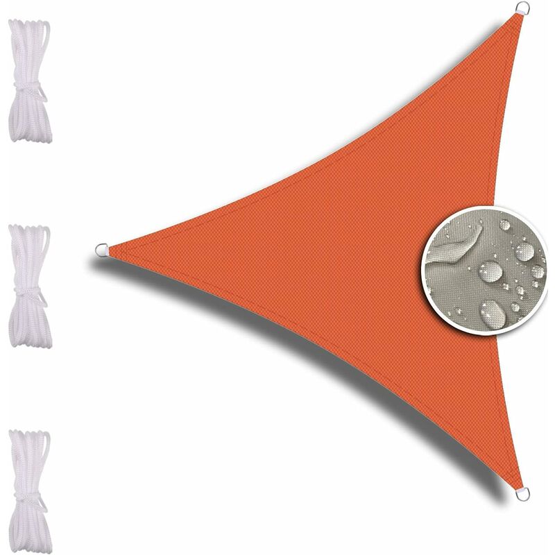 Voiles d'ombre Triangle 4X4X4m, Voiture,Restaurant,Jardin, Haute Densité Hdpe, Respirant Toile ImperméAble -Orange