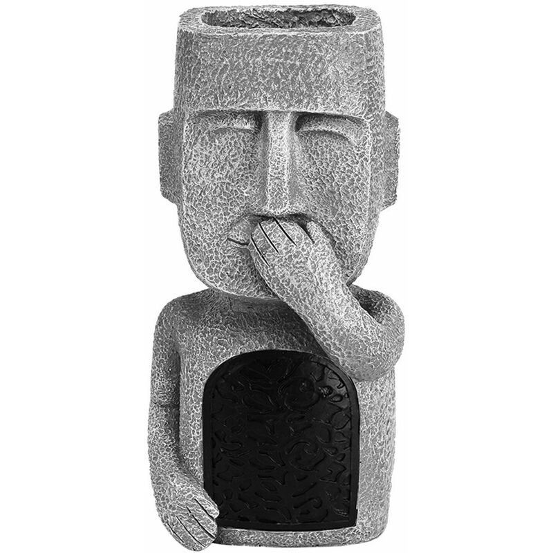 Tlily - Voir ÉCouter Parler Pas de Jardin de L'île de Pâques Statues Sculpture en RéSine DéCoration ExtéRieure DéCoration de la Vase Figurine - c