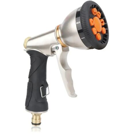 (Voir photo) Pistolet d'arrosage robuste à 9 jets réglables pour l'arrosage des plantes, du jardin, le lavage des voitures et la douche des animaux.