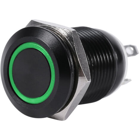 Voiture 12mm LED lumière momentanée bouton poussoir bascule noir botier 2A
