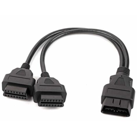 Voiture 16 broches OBD2 OBDII mle à double femelle YSplitter adaptateur cble d'extension outil de Diagnostic