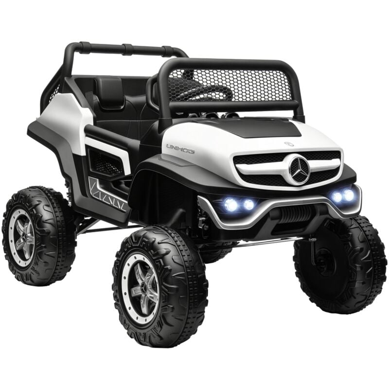 Voiture électrique 4x4 pour enfants de 3 à 8 ans 12 v Mercedes-Benz Unimog 2 moteurs avec télécommande, roues suspendues, klaxons, lumières, musique,