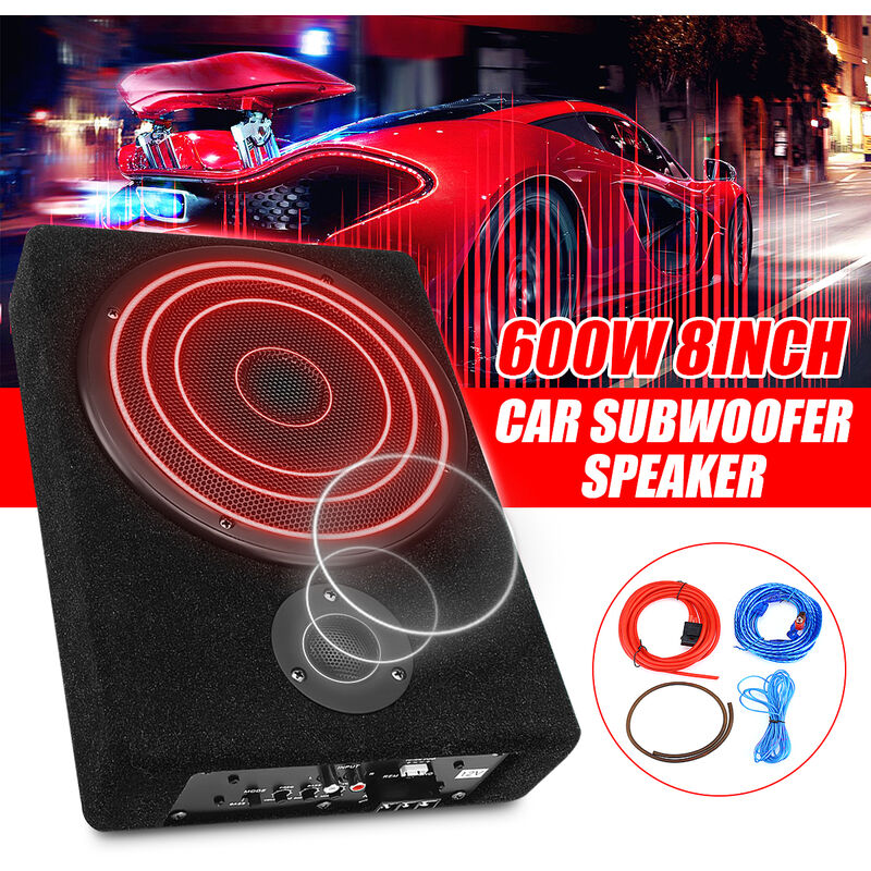 Voiture 8Inch 600W sous siège amplificateur slim AMP subwoofer BAS HIFI SLIM Haut-parleur