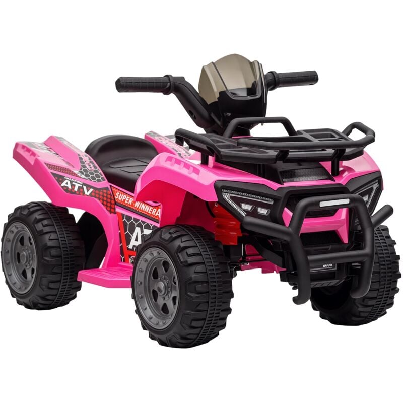 Buggy électrique enfant quad électrique pour enfant de 18 à 36 mois effet lumineux 6 V 2 Km/h max. métal PP rose
