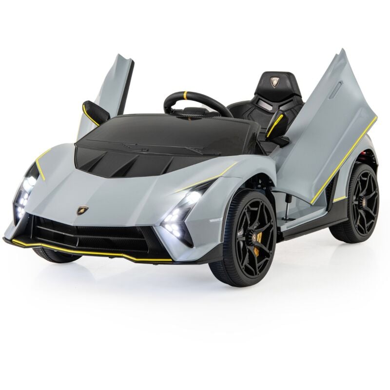 Maisonchic - Voiture de Sport 12V pour Enfants Sous Licence Lamborghini Alimenté par Batterie 4 Roues Motrices Télécommande Lumières led Gris CW2973