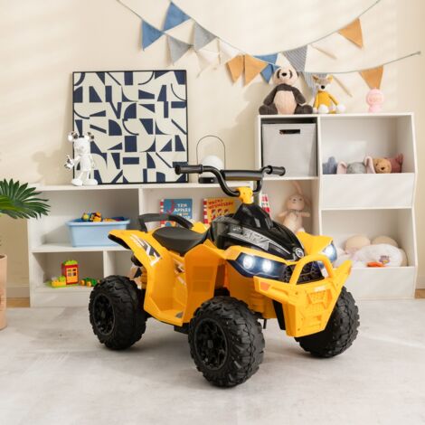 Voiture Electrique 12 V pour Enfants Quad pour Enfants de 3-8 Ans Vitesse Elevée/Basse Siège Confortable Roues Larges Jaune CW6985 Maison Chic