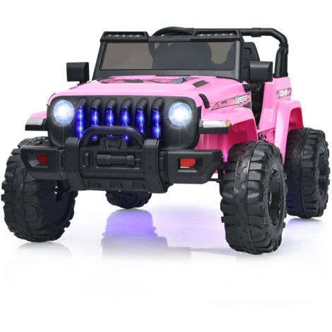 Voiture Electrique 12V/7Ah pour Enfants Télécommande 2,4G 2 Moteur MP3 USB Klaxon Vitesse Max 6km/h 3-8 Ans Rose Maison Chic