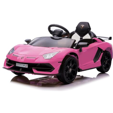 Voiture Électrique 12V pour Enfants Lamborghini, Télécommande, Vitesse 3-5 Km/h, Portes Hydrauliques, Suspension, de 3 à 8 Ans, Rose