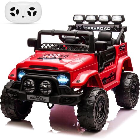 Voiture Électrique 12V, Véhicule Électrique avec Télécommande 2,4G, 3 Vitesses, Musique & LED & Klaxon, Auto Électrique pour Enfants 3+ Ans Rouge