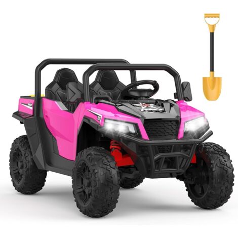 Voiture Électrique 24V pour Enfants 3+ Ans, 2 Places, Télécommande 2.4G, Lumières LED et Musique, 116.5x63.2x 39CM,Rose