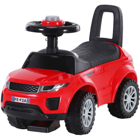 Voiture électrique 3 en 1 pour tout,petits (1,3 ans) avec klaxon, volant et repose,pieds au sol, Sans moteur électrique, Boîte de rangement sous le siège, Conception sécurisée, Rouge,