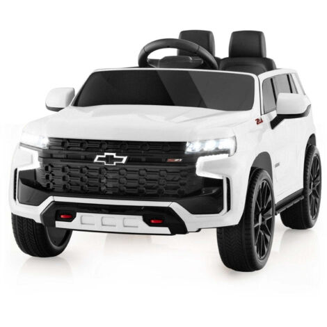Voiture electrique chevrolet pour enfants avec telecommande 24 g et amplificateur suspensions et amp lumieres et amp voiture enfant musicale blanche