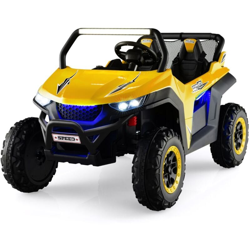 Maisonchic - Voiture électrique Enfant 12 v Télécommande pour 3-8 Ans 2 Vitesses Ressort de Suspension Charge 59KG 118x74x71CM Jaune CW1937 design in
