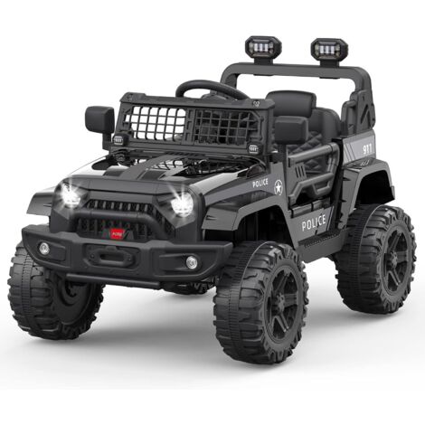 Voiture éLectrique Enfant, 12 V Voiture Electrique Enfants avec Suspension à Ressort, LumièRes LED, Bluetooth, 2 Vitesses pour De 3 à 8 Ans (noir)