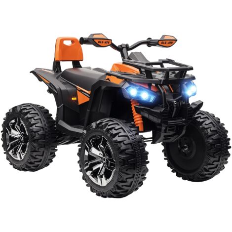 Voiture électrique enfant 12V avec MP3, phares, vitesse 3-8 km/h, 3-5 ans, orange