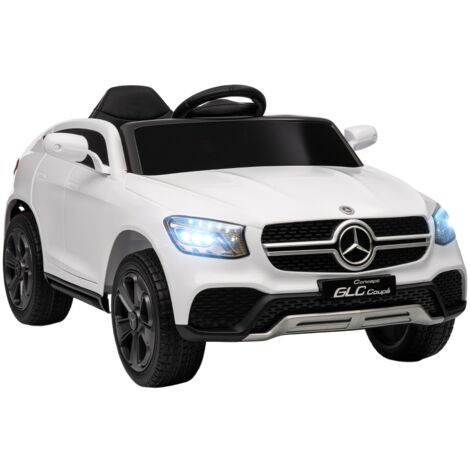 Voiture électrique enfant 12V avec télécommande, phares LED, musique, 3 vitesses, de 3 à 6 ans, blanche