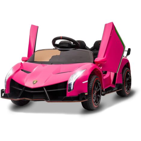 Voiture Électrique Enfant 12V sous Licence Officielle Lamborghini,Télécommande Parentale, 3 Vitesses, LED & Musique,Rose
