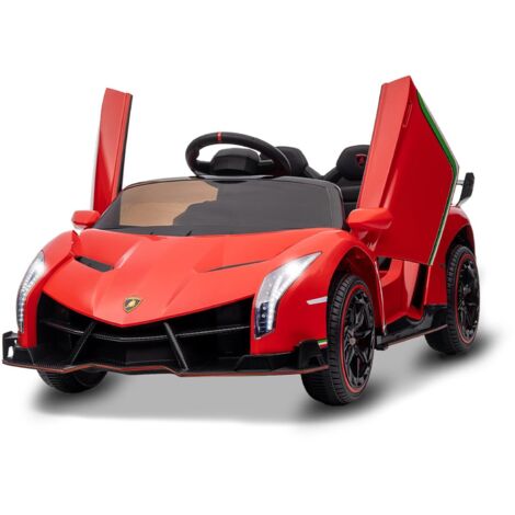 Voiture Électrique Enfant 12V sous Licence Officielle Lamborghini,Télécommande Parentale, 3 Vitesses, LED & Musique,Rouge
